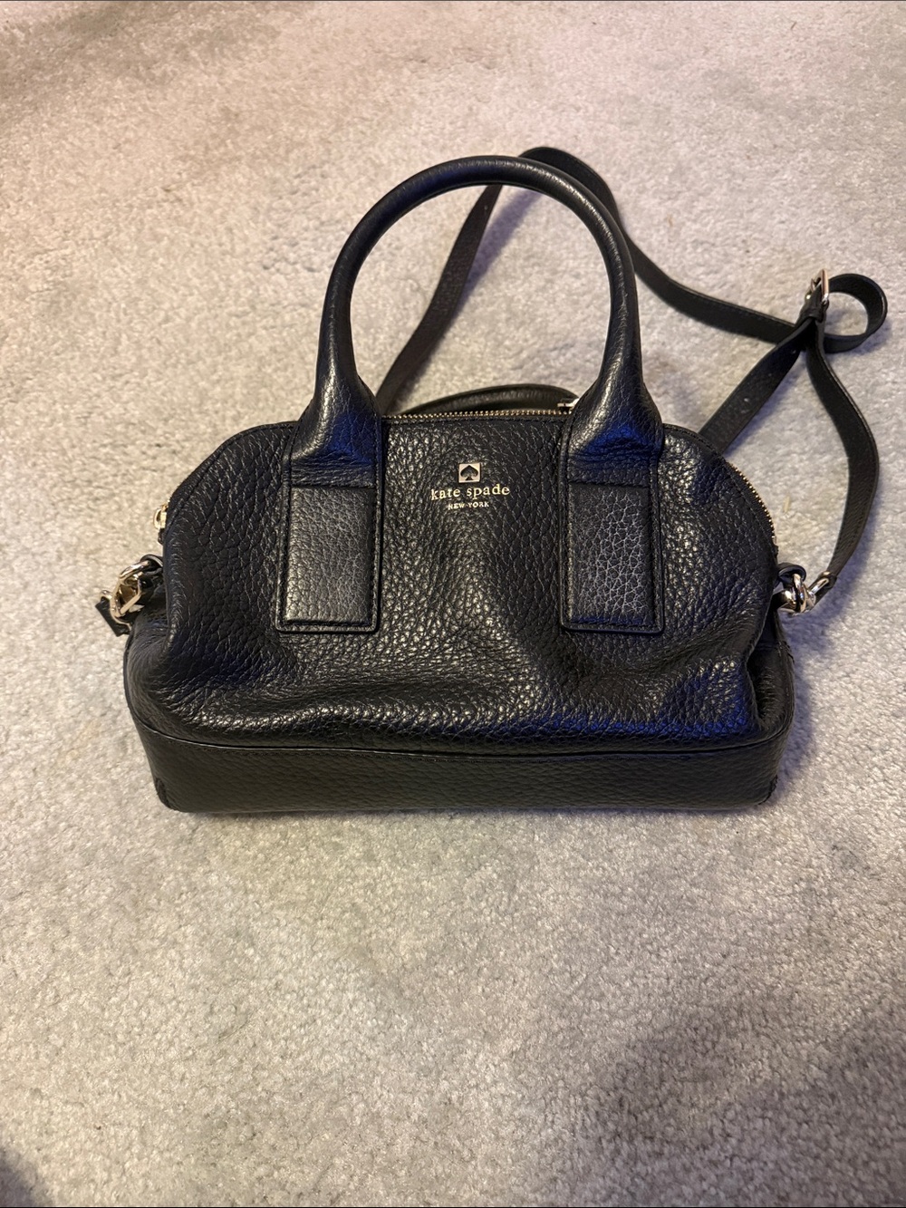 kate spade Black Pebbled Leather Satchel with Detachable Strap